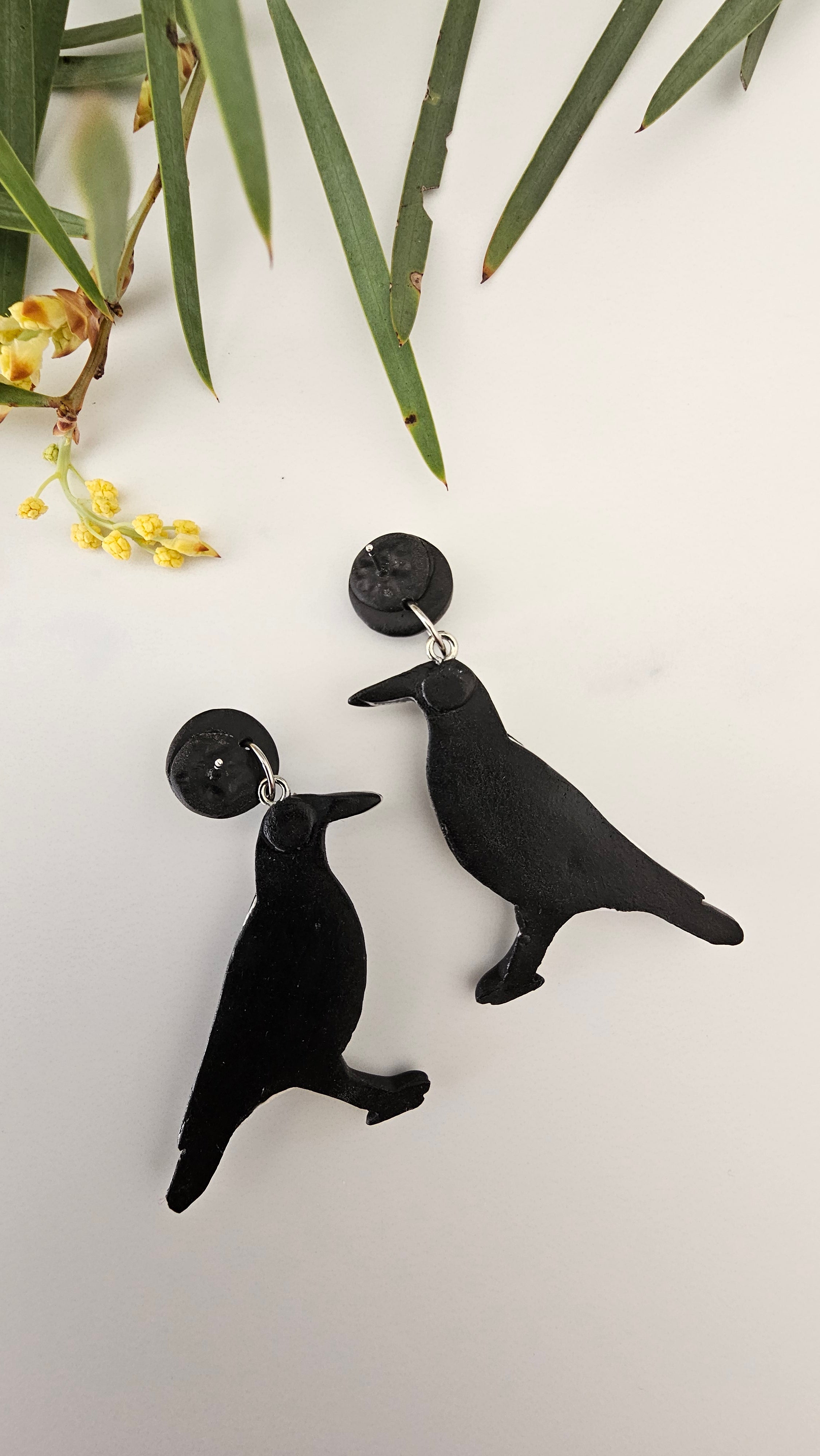 Magpie Earrings, Hand Made Australiana Jewelery.