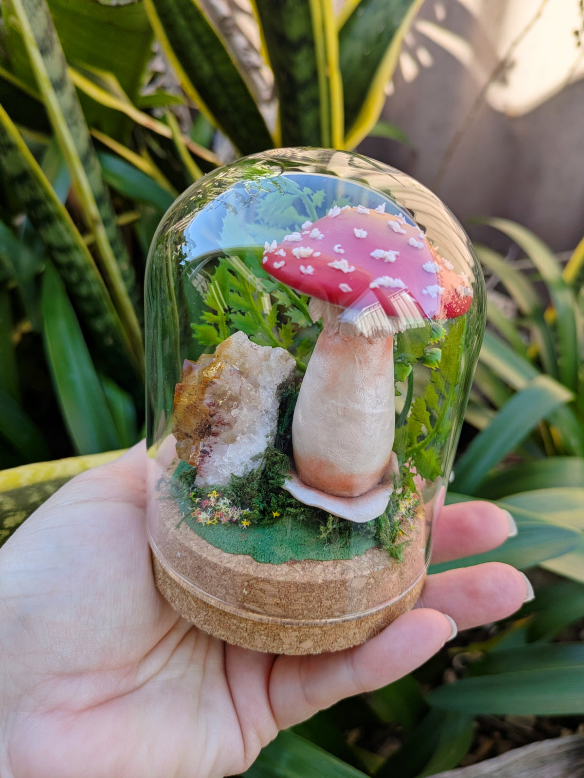 Enchanted Amanita Mushroom Dome with a Citrine Cluster