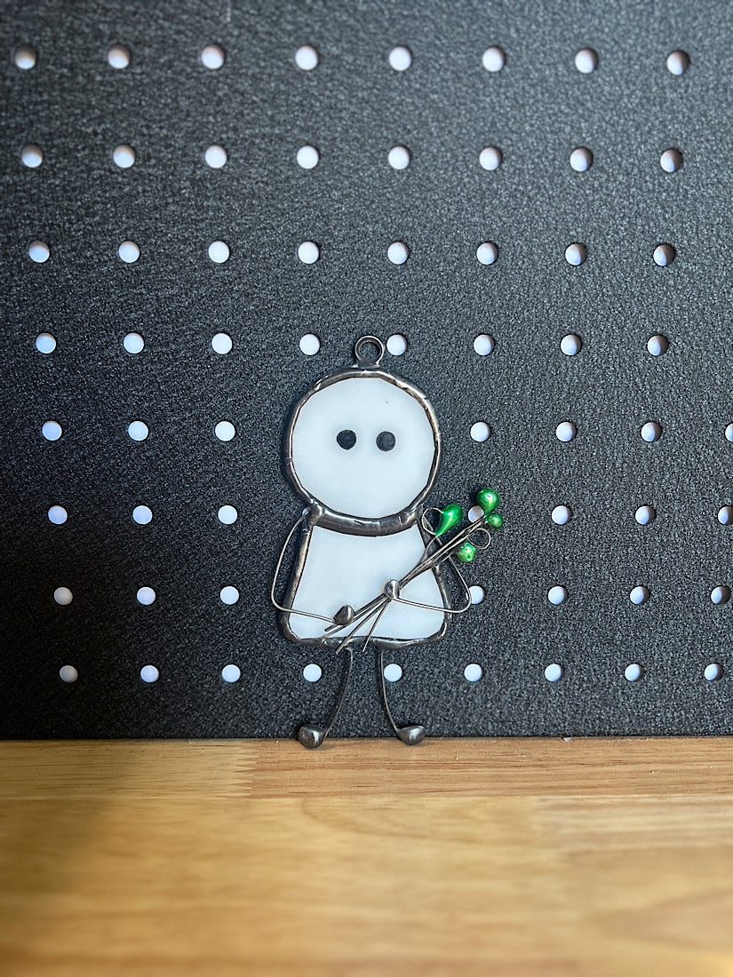 Stained Glass Valentine Day Gift with Wire Flowers