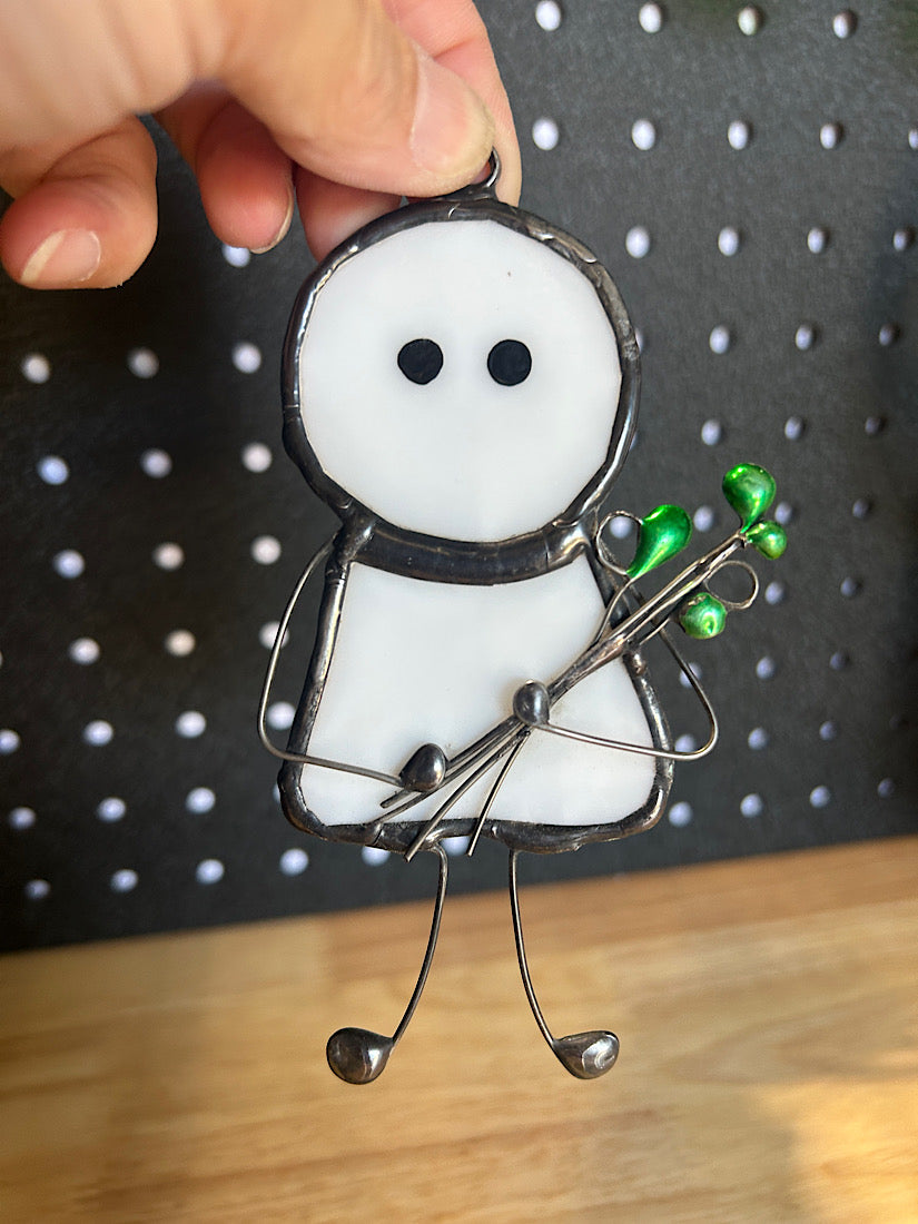 Stained Glass Valentine Day Gift with Wire Flowers