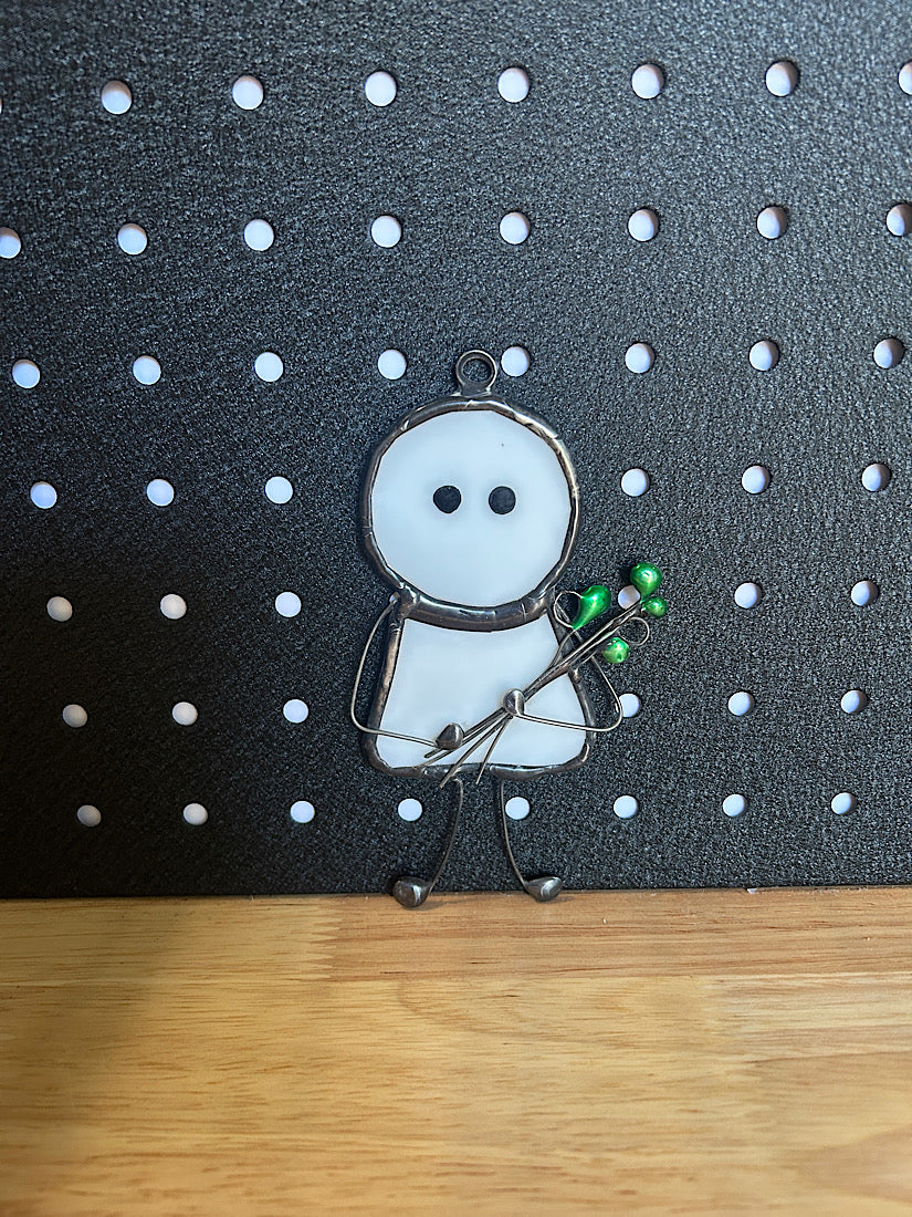 Stained Glass Valentine Day Gift with Wire Flowers