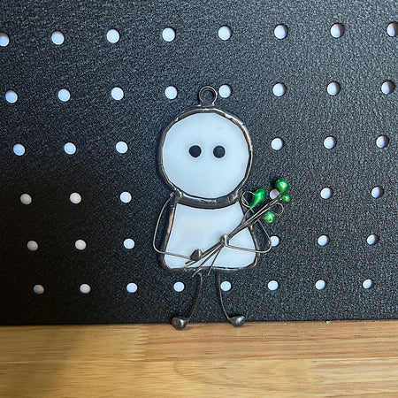 Stained Glass Valentine Day Gift with Wire Flowers