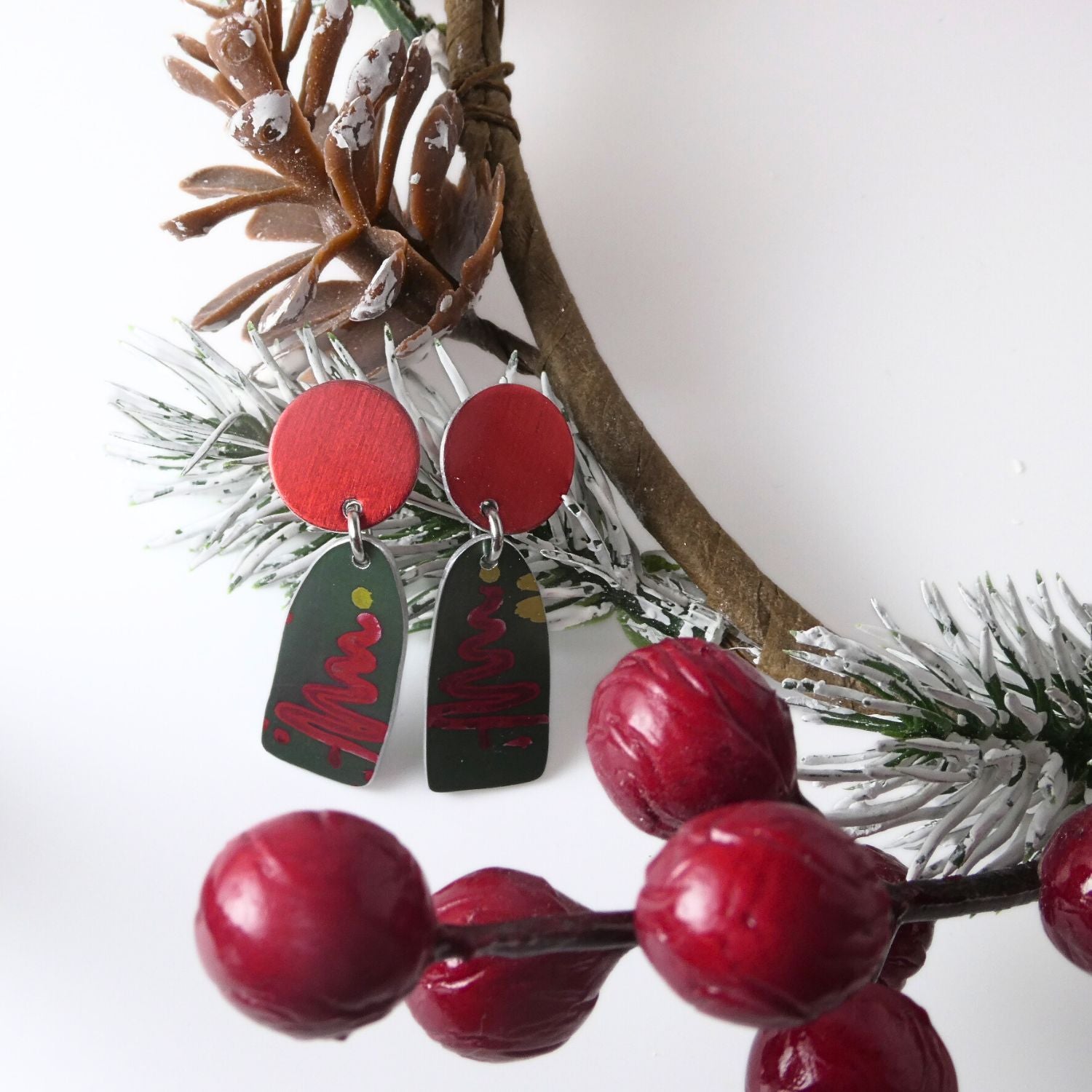 Anodised aluminium earrings - Christmas Cheer Collection