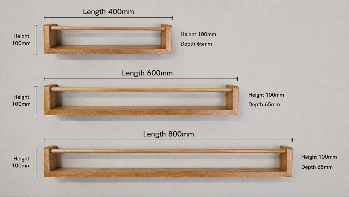 Tasmanian Oak Kids Bookshelf. Spice rack.