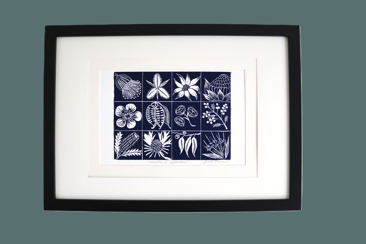 'Mountains Splendour' Original Linocut
