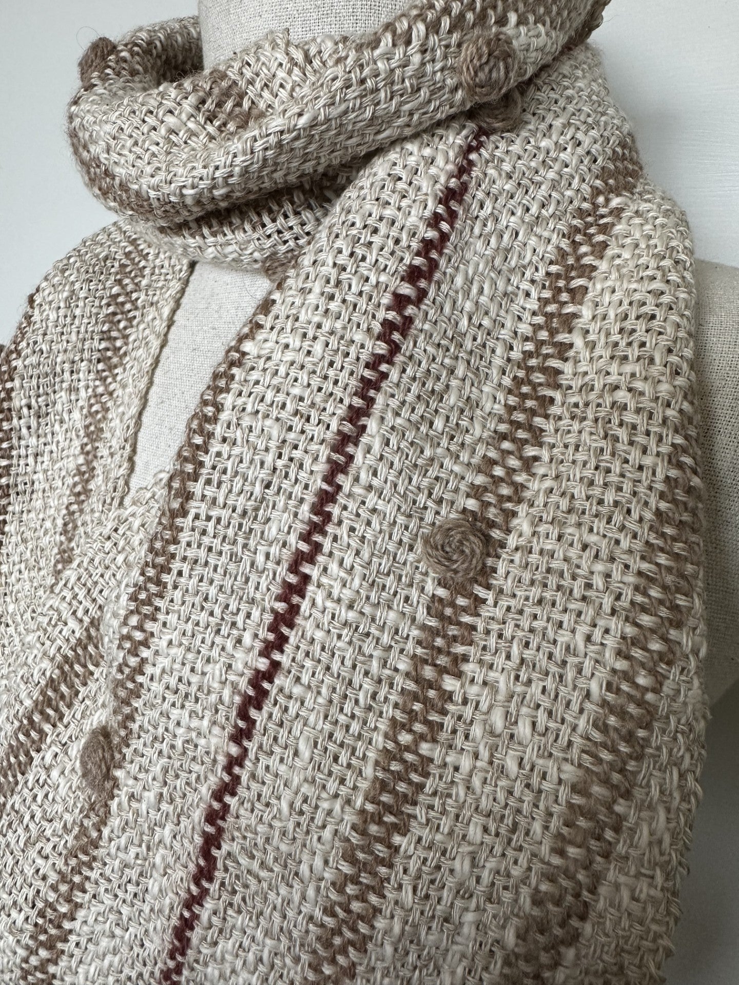 'Autumn Rose' Handwoven Linen Scarf