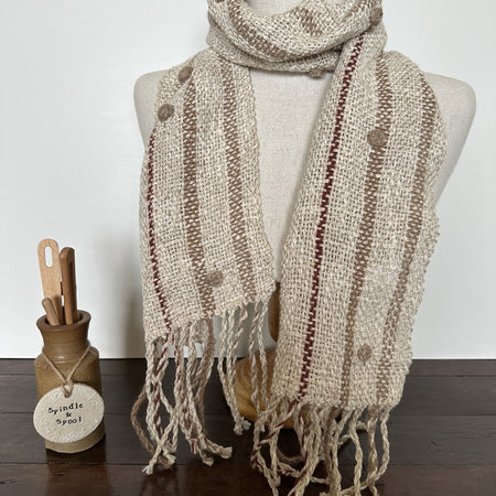 'Autumn Rose' Handwoven Linen Scarf