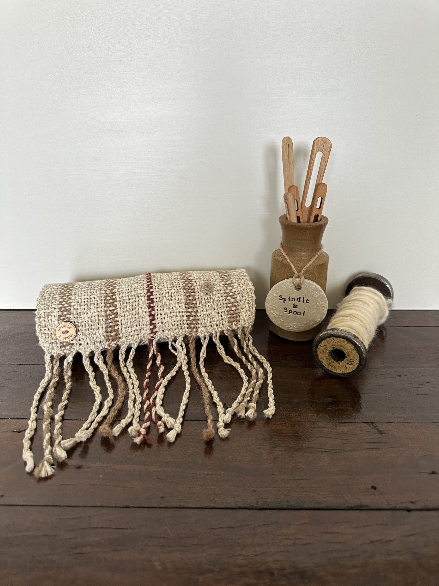 'Autumn Rose' Handwoven Linen Scarf