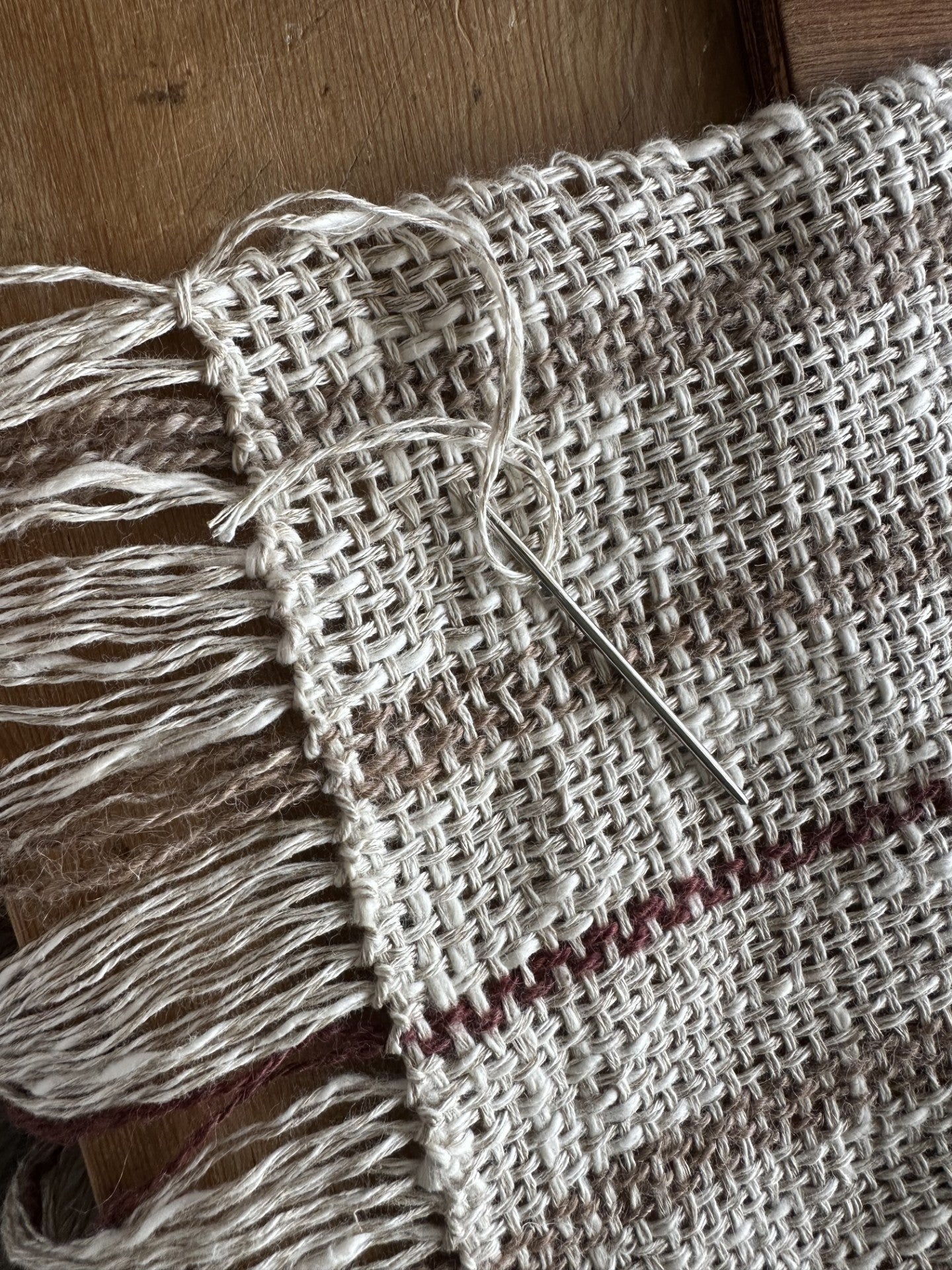 'Autumn Rose' Handwoven Linen Scarf