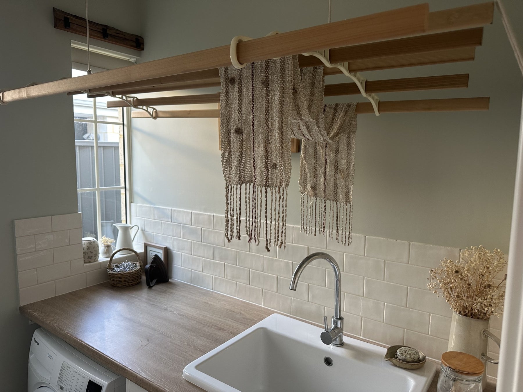 'Autumn Rose' Handwoven Linen Scarf