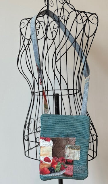Crossbody Bag - Unique - Embroidered - Textile Art - Collage