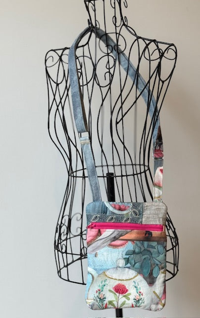 Crossbody Bag - Unique - Embroidered - Textile Art - Collage