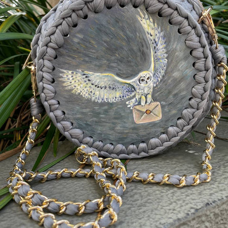 Hand painted artwork & Crochet bag