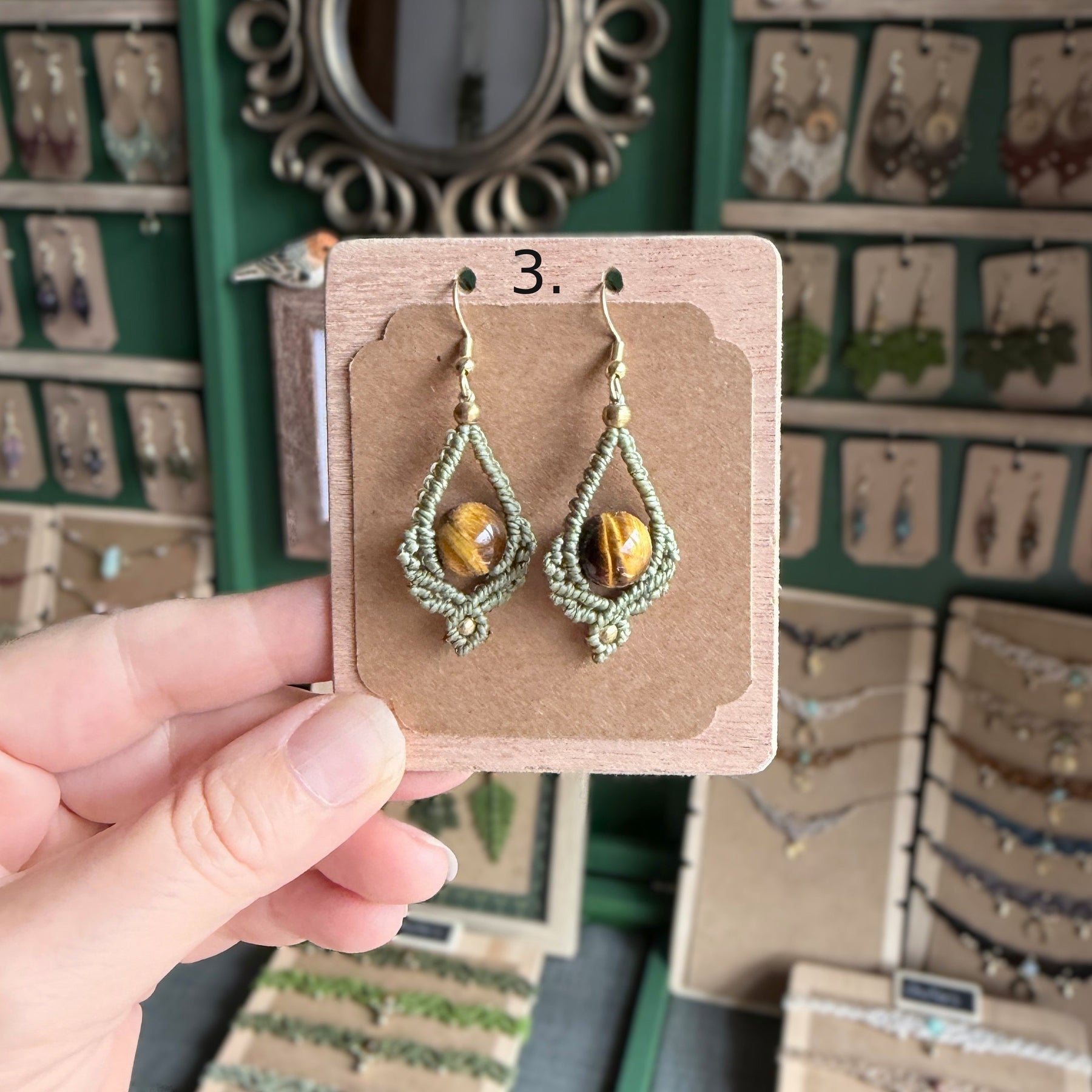 Macrame Bead Drop Earrings: different colour choices
