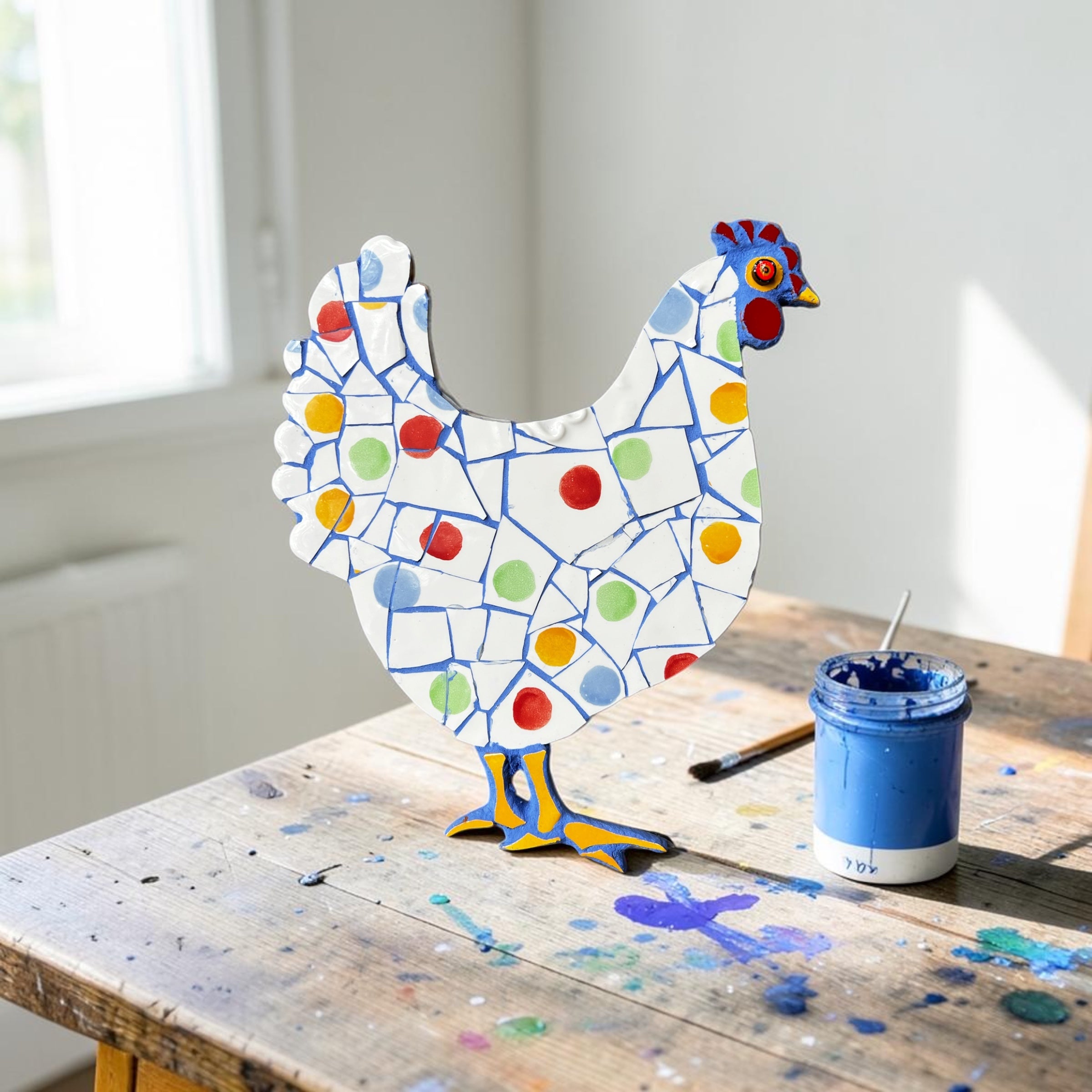 Mosaic Chicken. Wall Hanging.