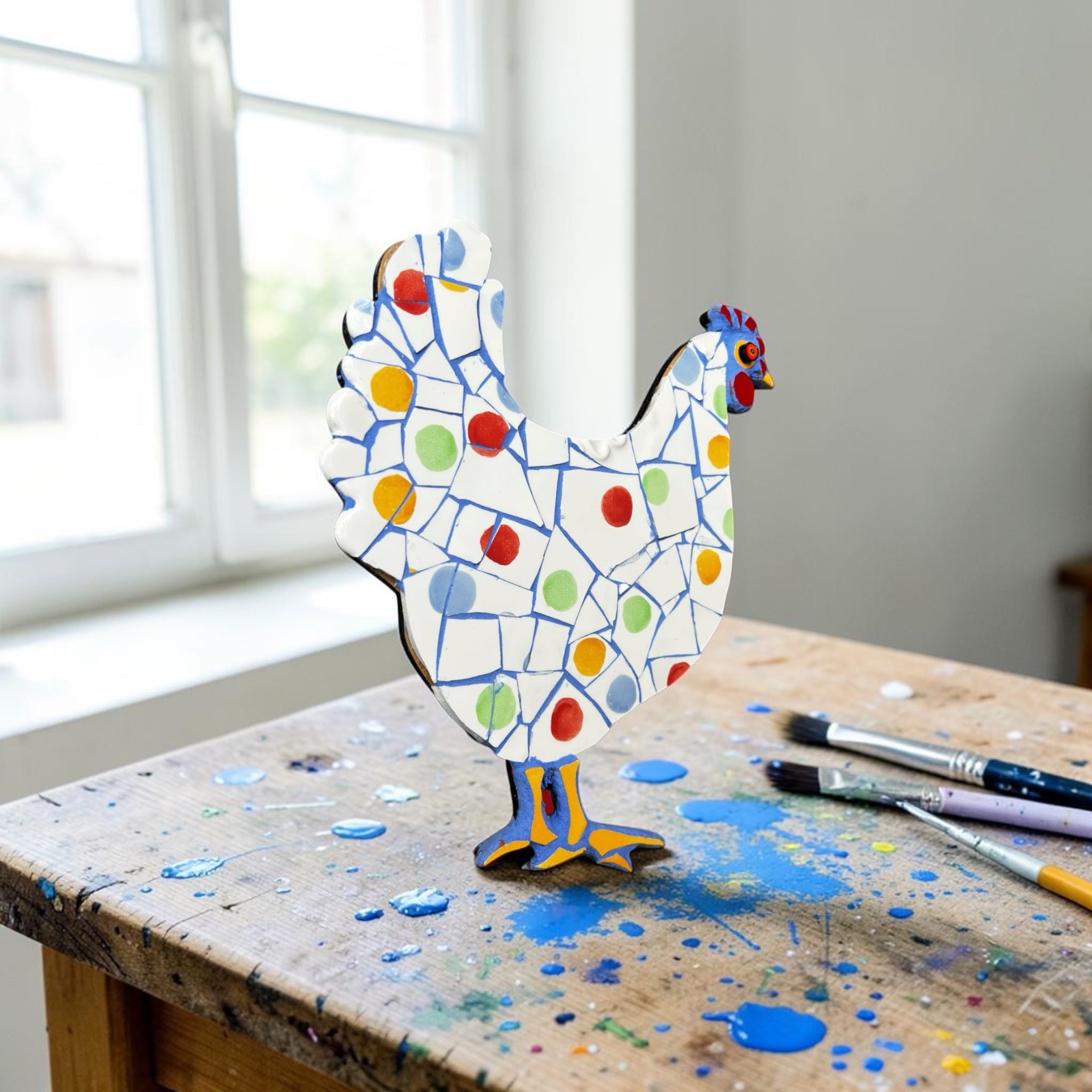 Mosaic Chicken. Wall Hanging.