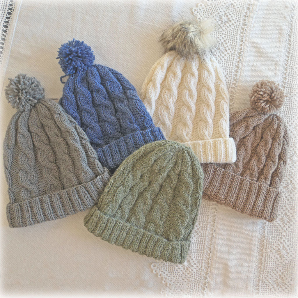 Blue adult beanie, wool, hand made. Free post