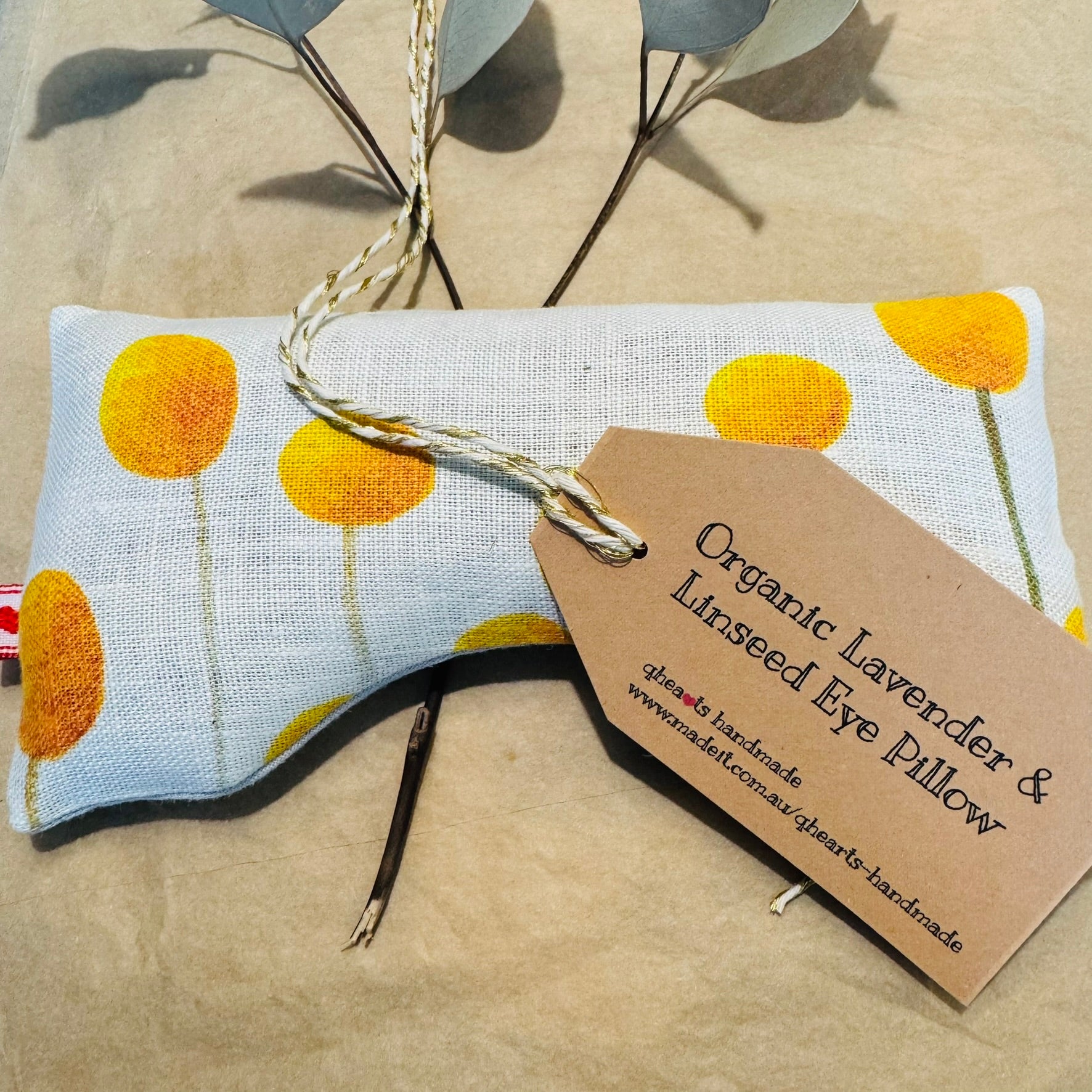 New Range - Organic Linseed OR Rice Eye Pillows with Option to add Organic Tasmanian Lavender