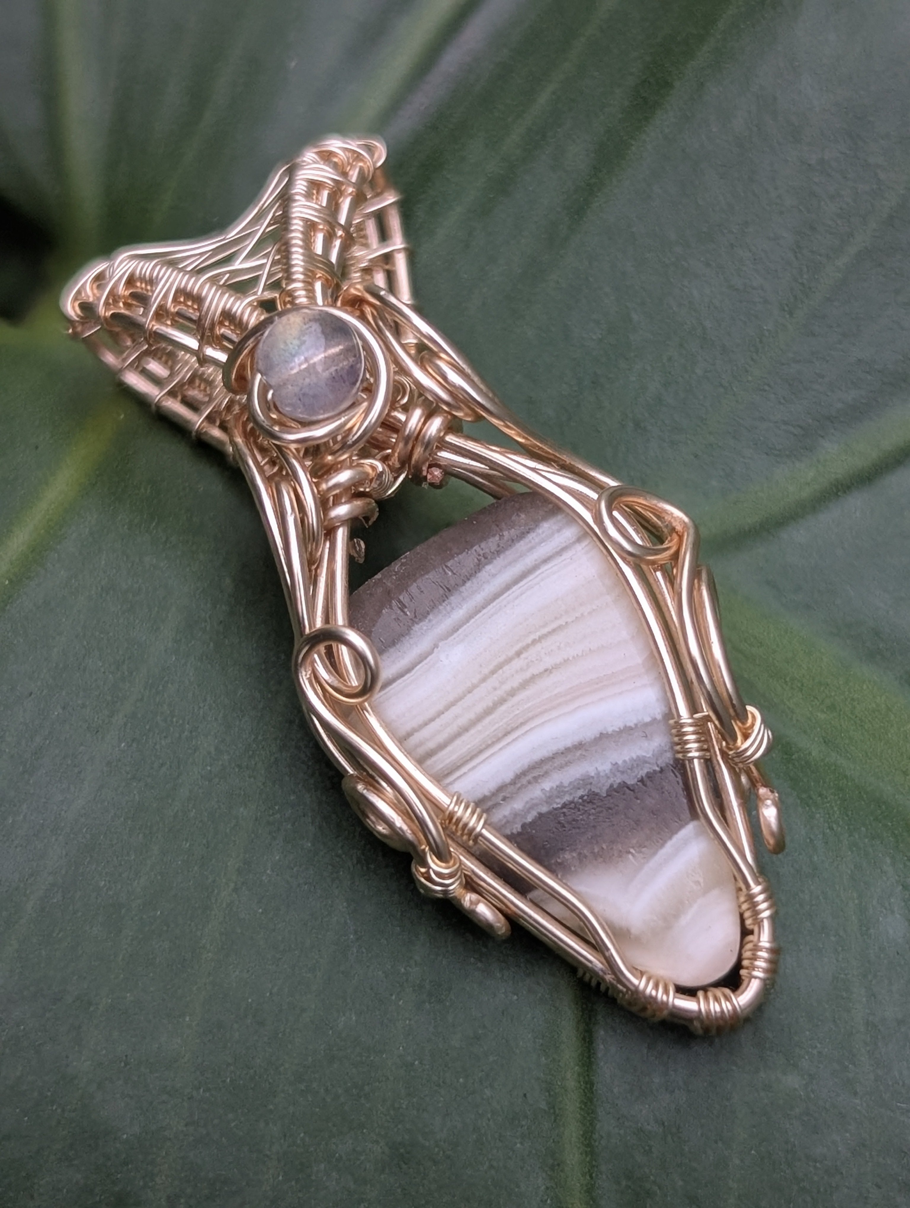 The Page - Zebra Calcite in Gold Coloured Copper