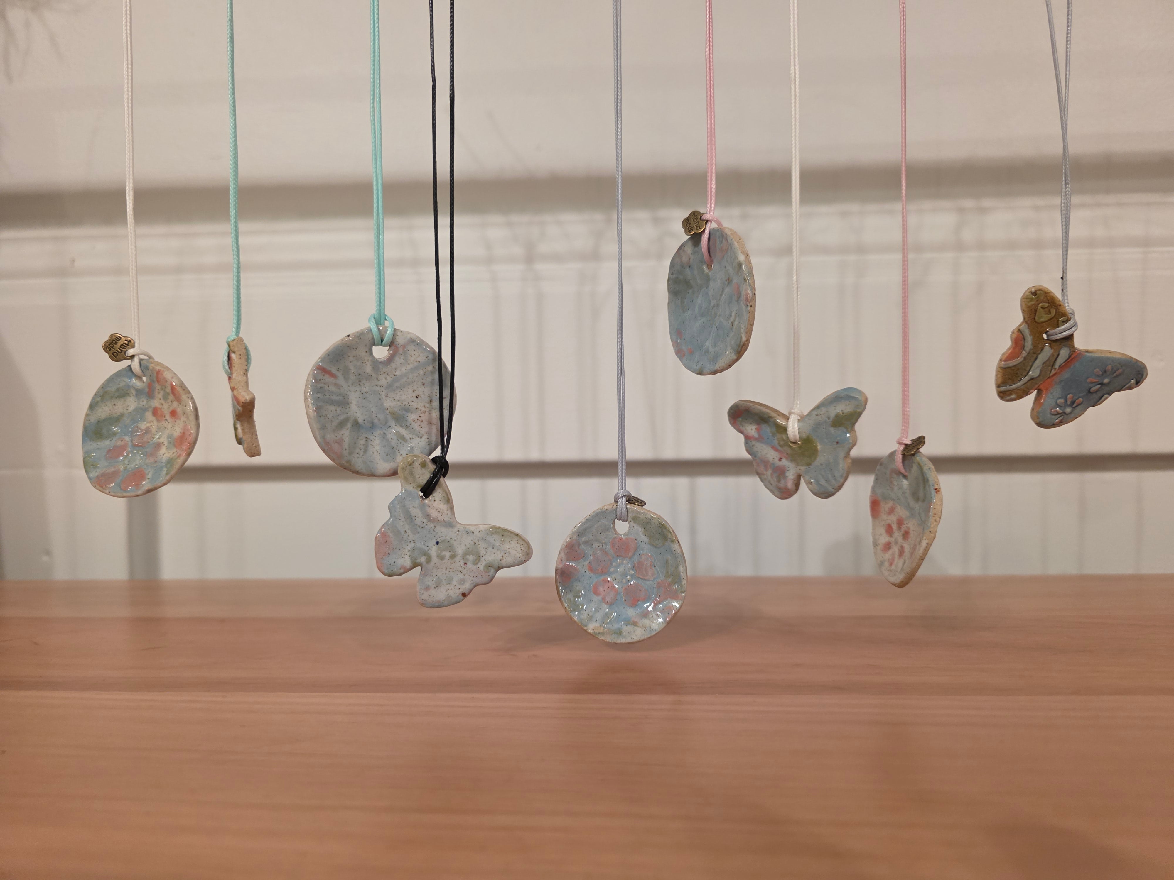 Handmade Sensory Ceramic Necklaces – $10 each + FREE SHIPPING 🦋
