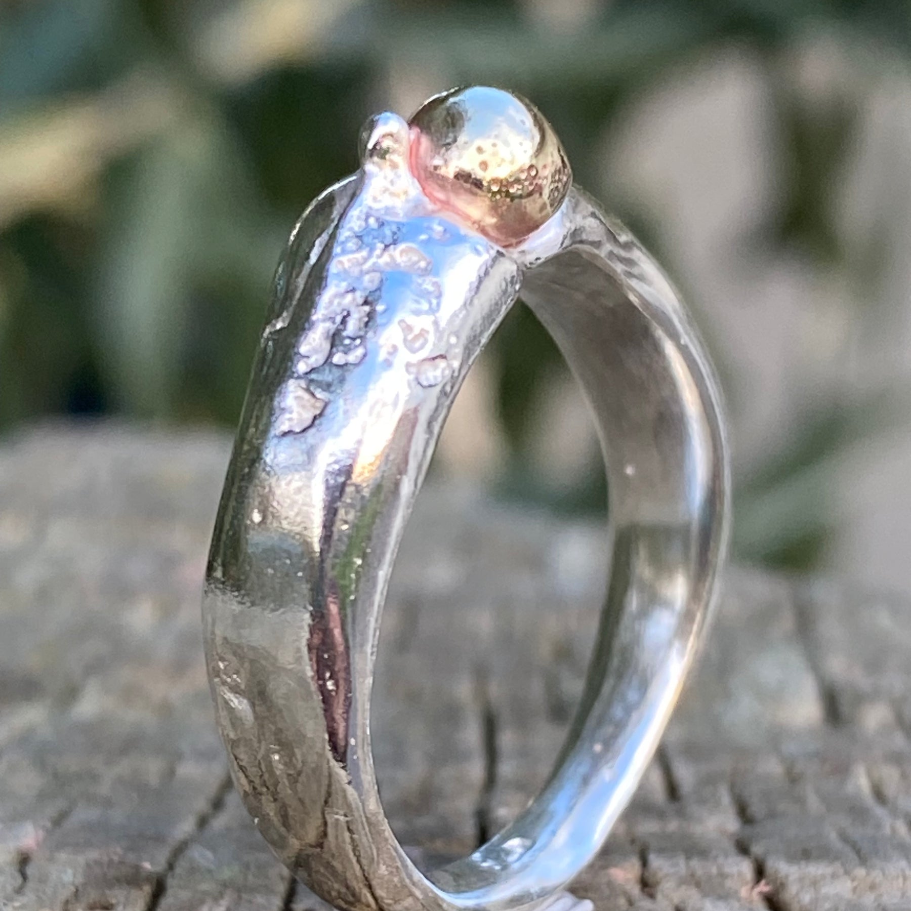 Sterling Silver Brass Seed Ring | Size N | One of a Kind