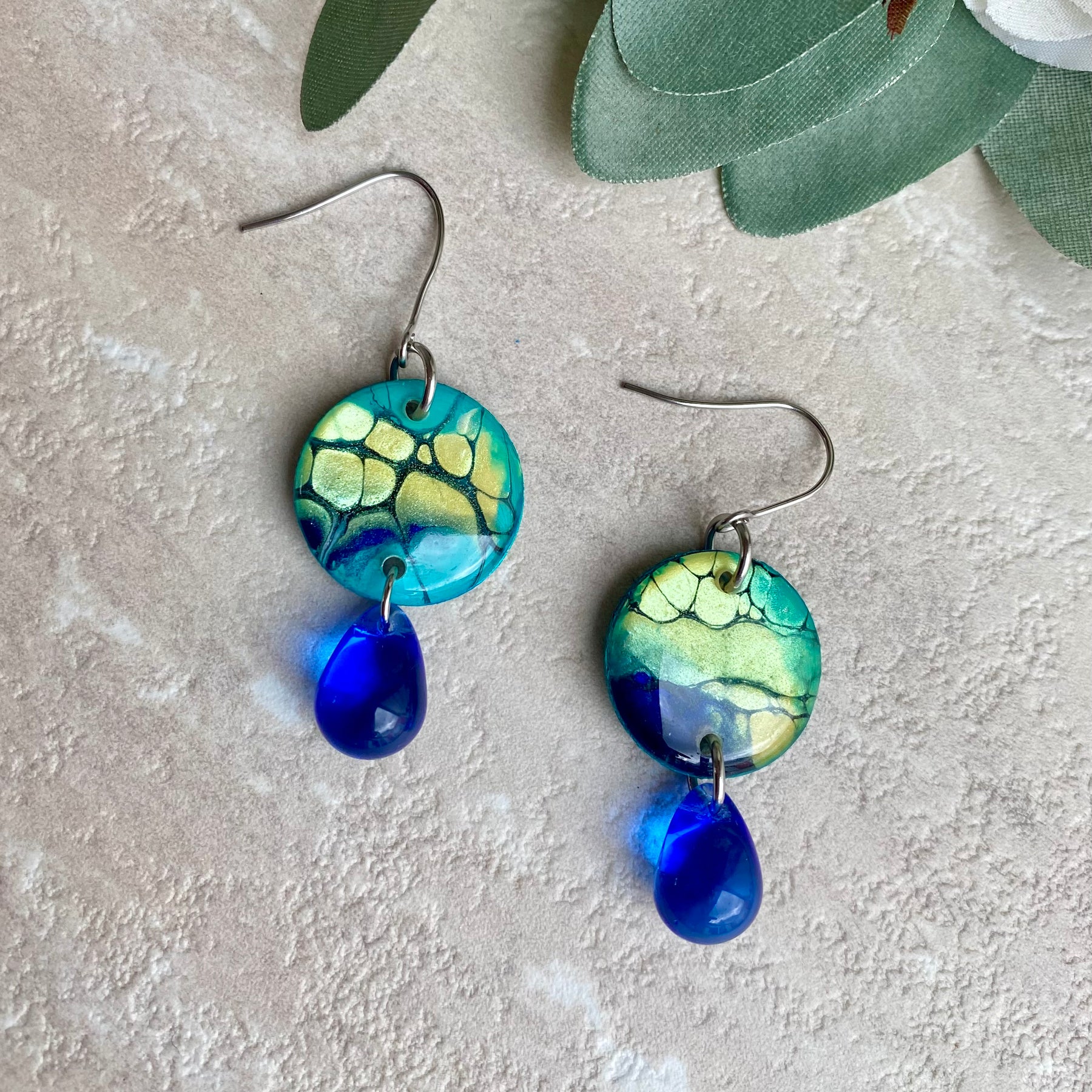 Artisan Dangle Earrings with Czech Beads