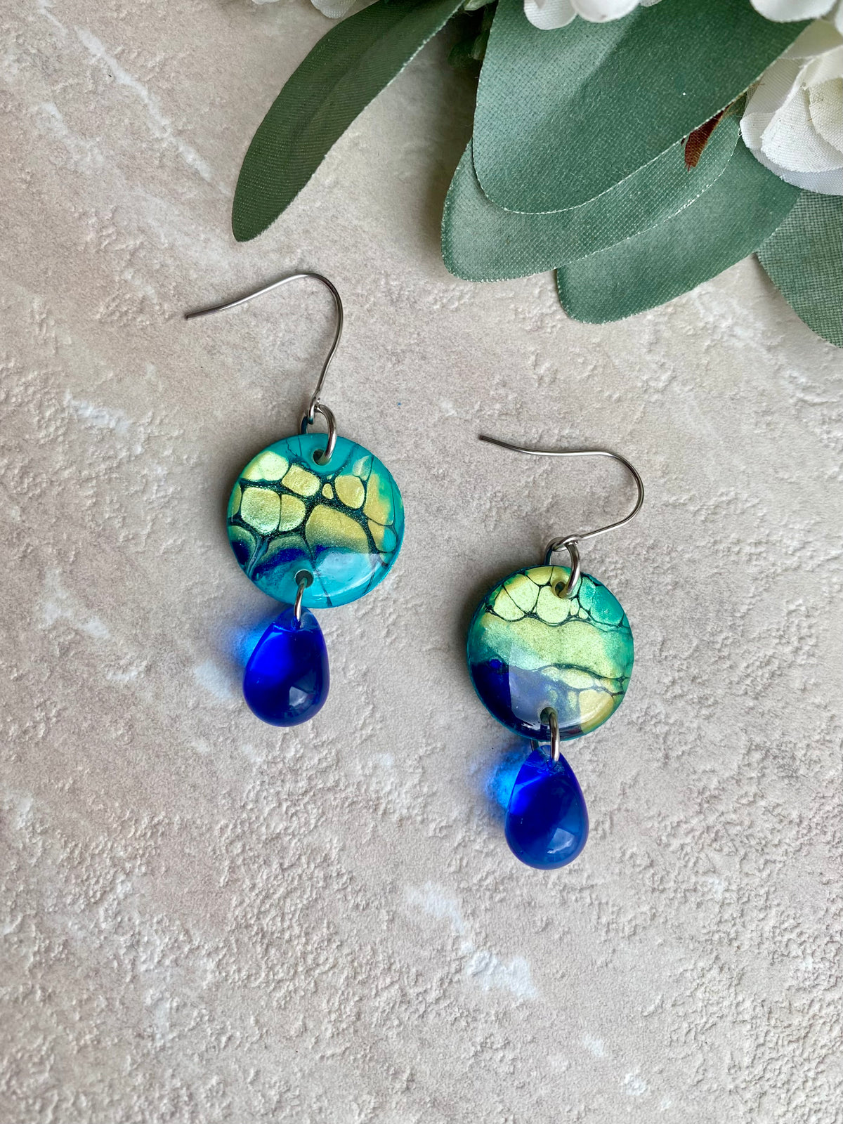 Artisan Dangle Earrings with Czech Beads