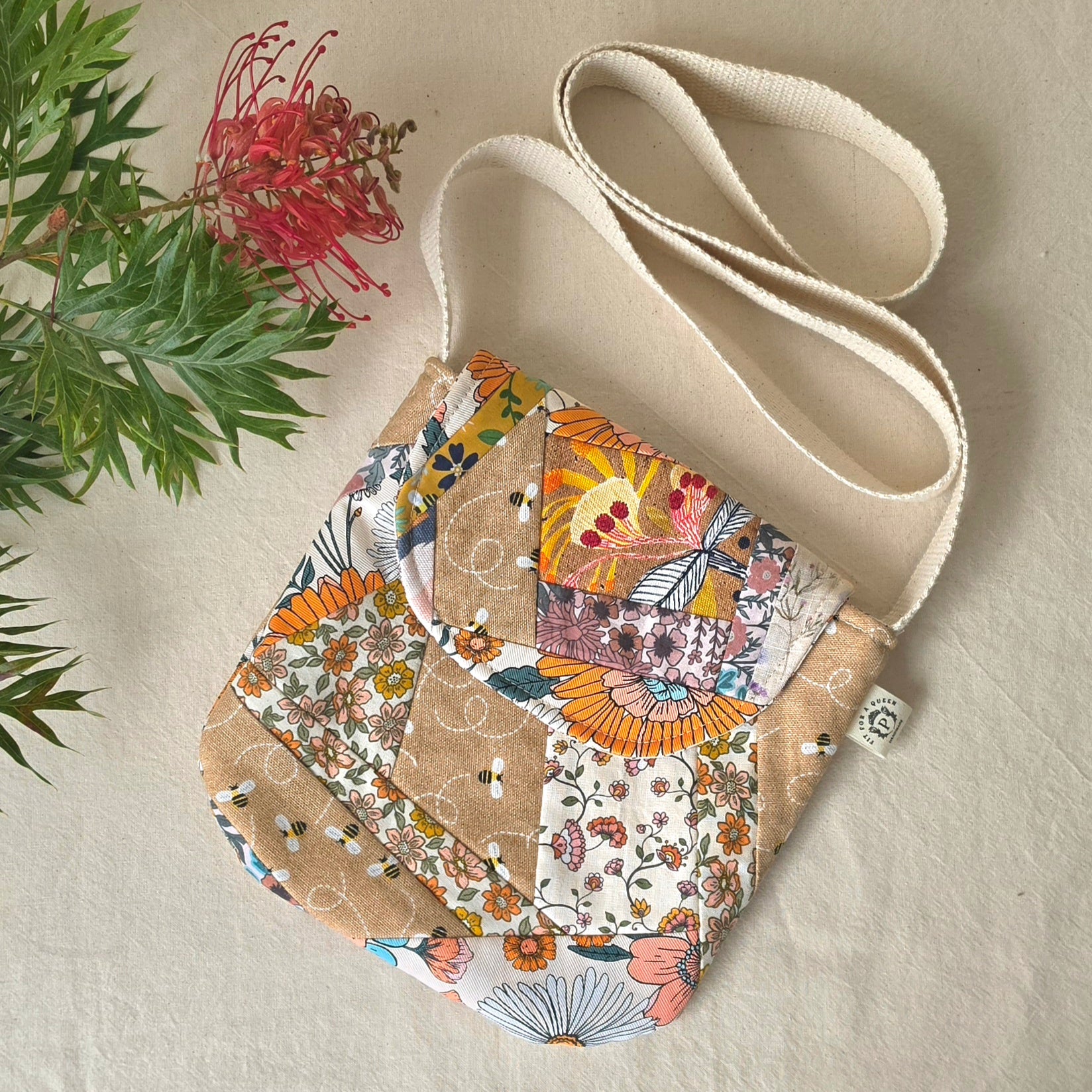 Repurposed Fabric Messenger Bag | Autumn Colours