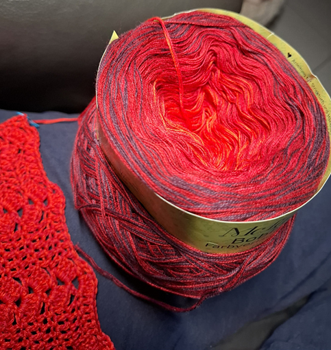 Rustic Red Lace Scarf