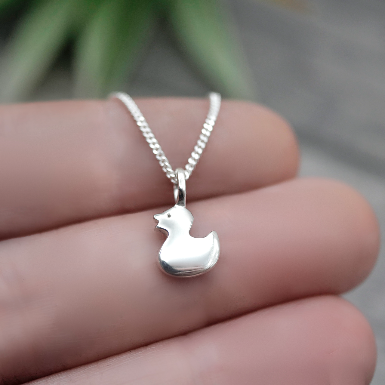 Tiny Duck - Handmade Sterling Silver Pendant with Chain
