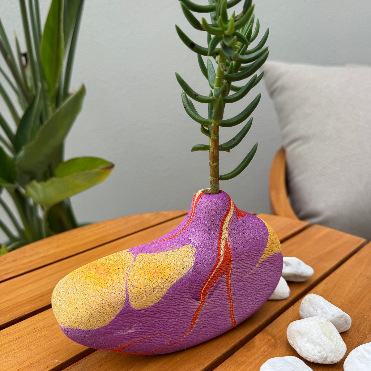 Lava Bird hand sculpted concrete test tube vase