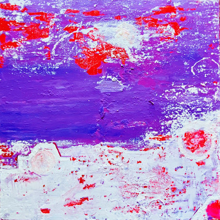 Inverted with Camera Abstract Acrylic Canvas Painting by Australian Artist Margo Humphries (30.5x30.5cm)