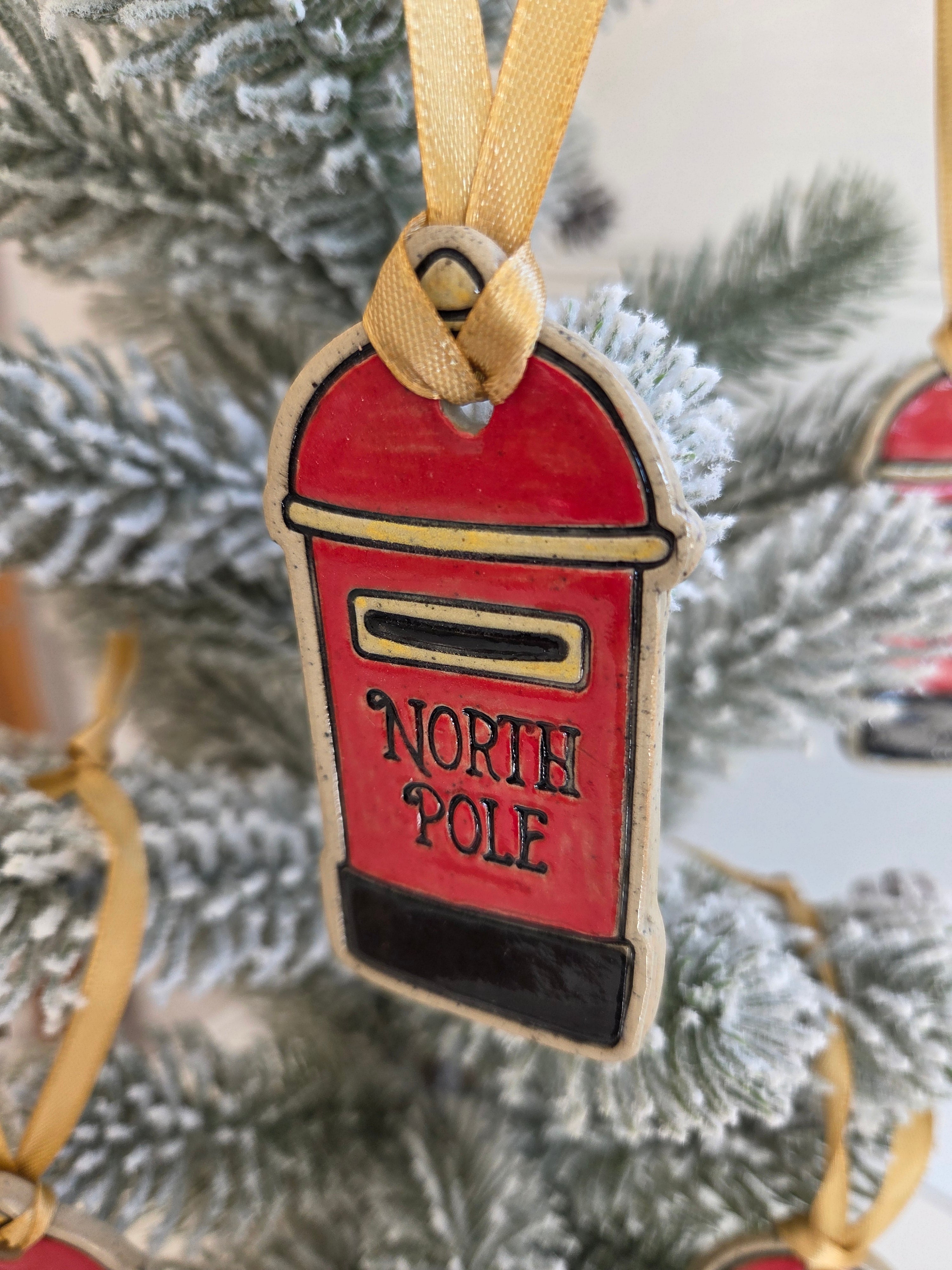 Ceramic Post Box Christmas Decoration