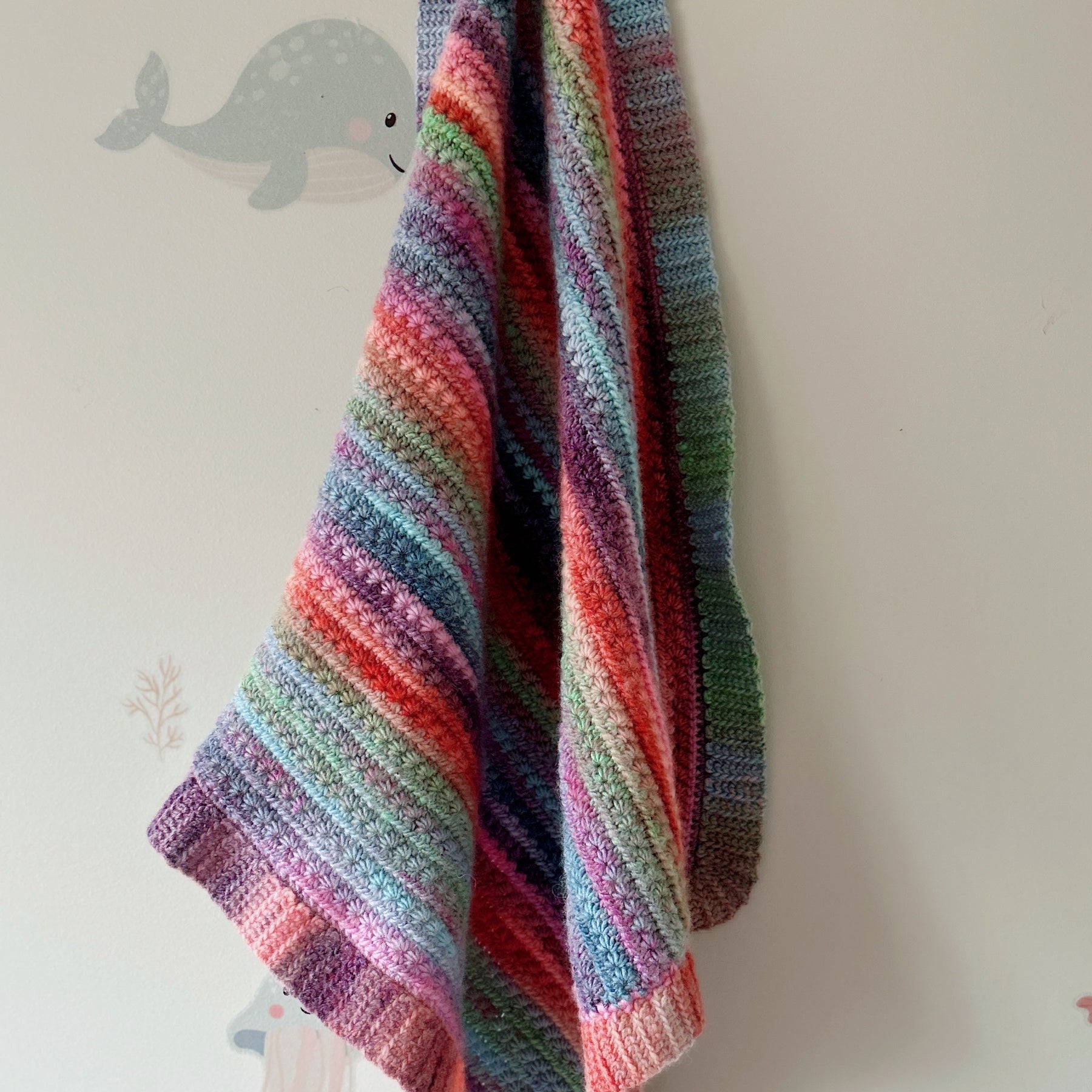 Pastel Rainbow Crochet Baby Blanket | Handmade Baby Blanket, One of a Kind