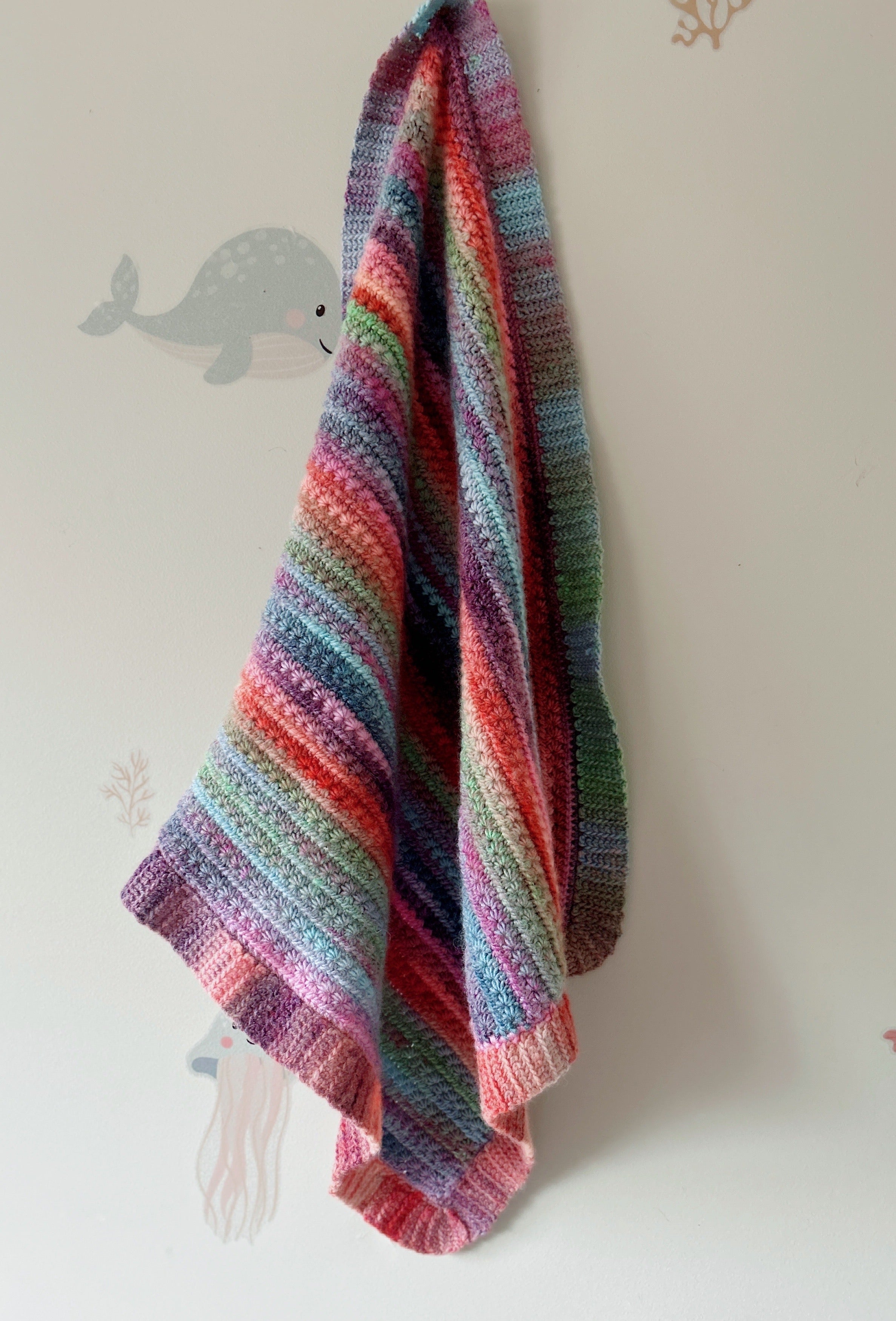 Pastel Rainbow Crochet Baby Blanket | Handmade Baby Blanket, One of a Kind