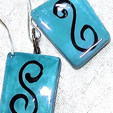 Blue Handmade Ceramic Squiggle Earrings  FREE POST