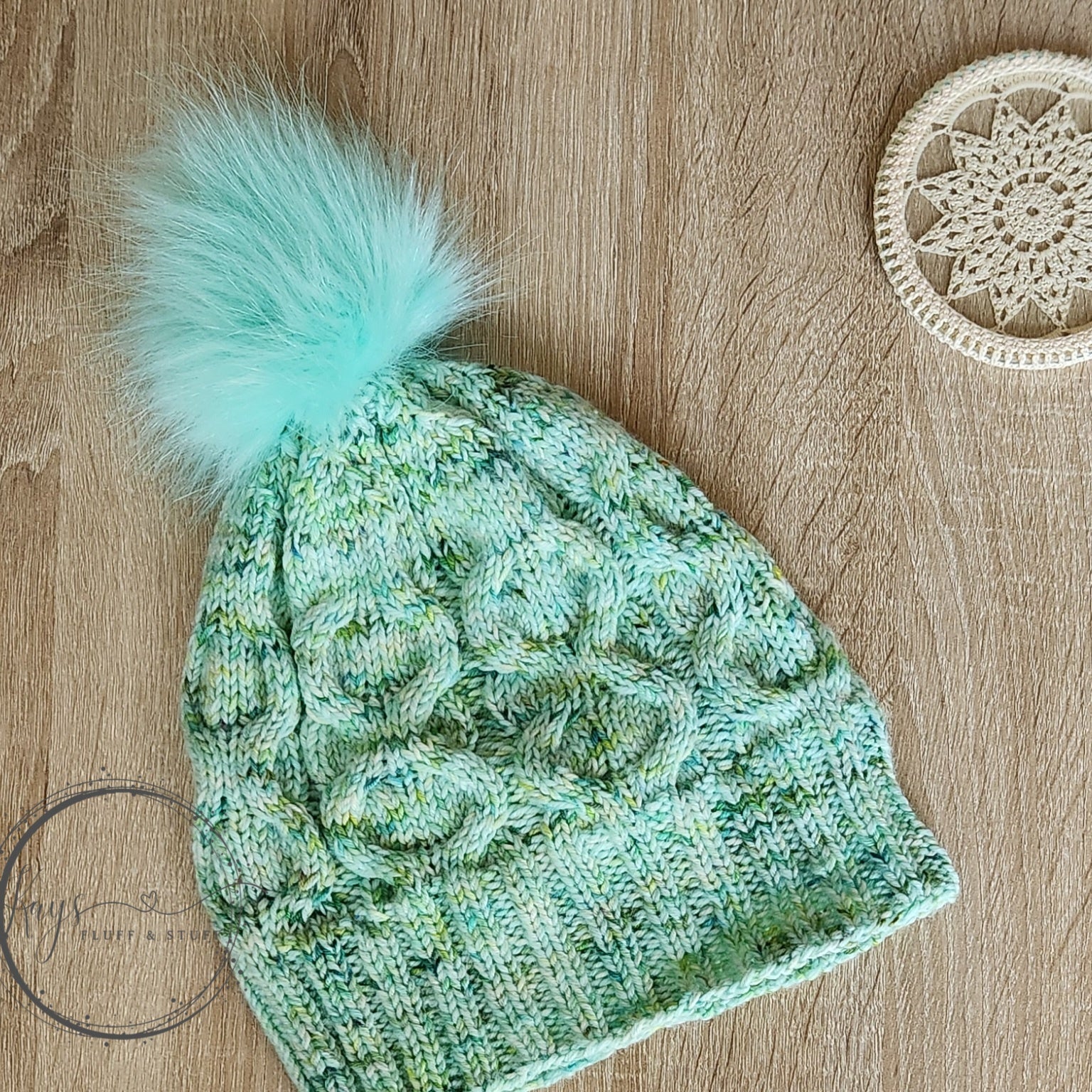 Hand-dyed Cabled Knit Slouchy Beanie