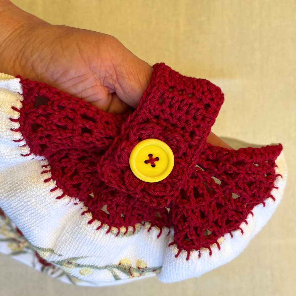 Crochet-Topped Cotton Hanging Towel - AUSTRALIAN