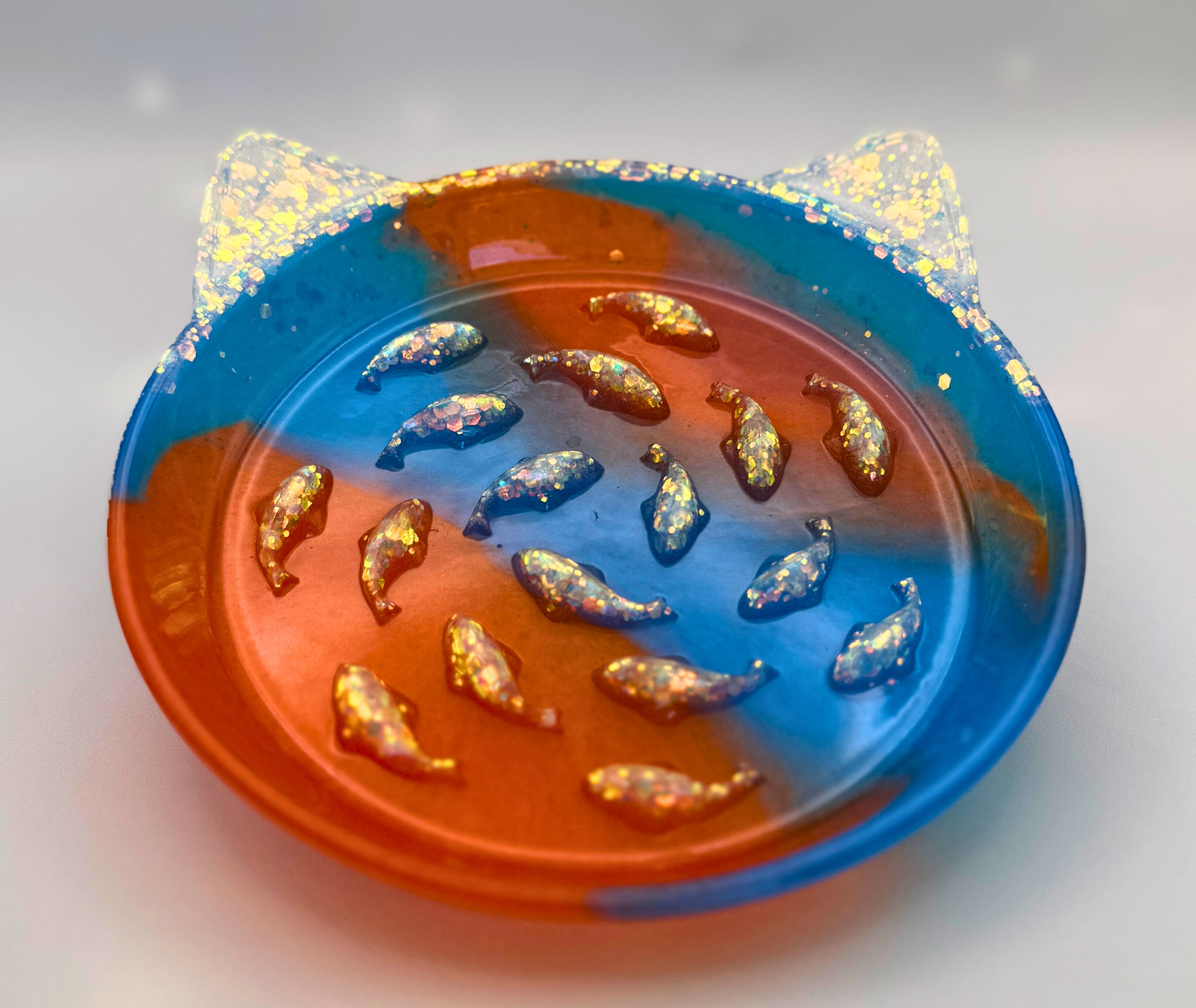 Handmade Resin Slow Feeder Cat Bowl