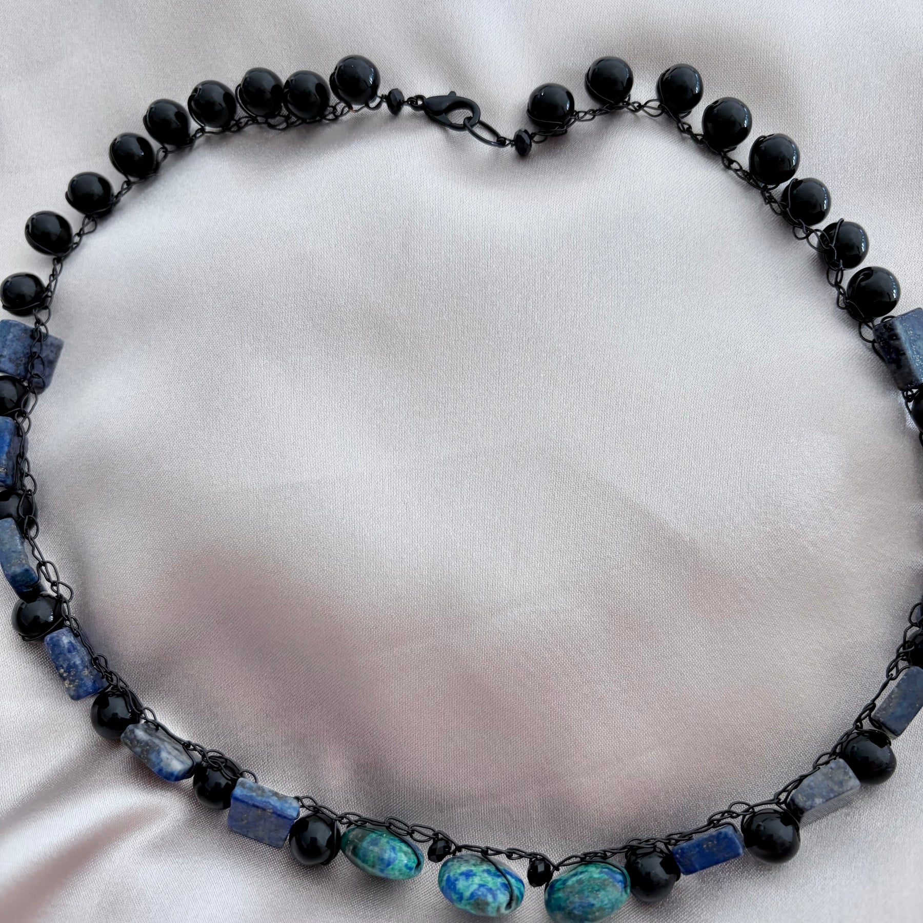 “Earth Energy”  Azurite, lapis lazuli, obsidian Necklace