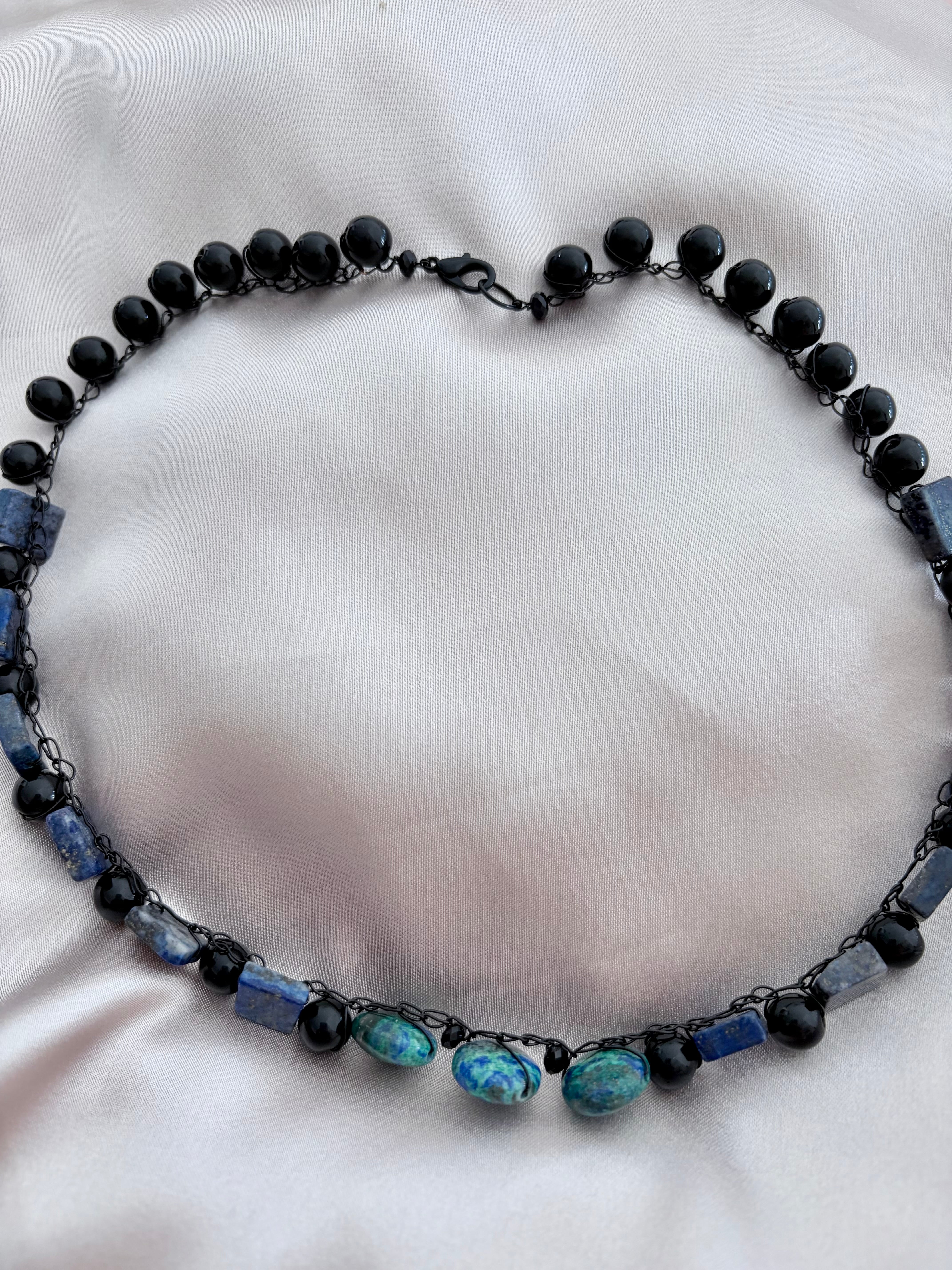 “Earth Energy”  Azurite, lapis lazuli, obsidian Necklace