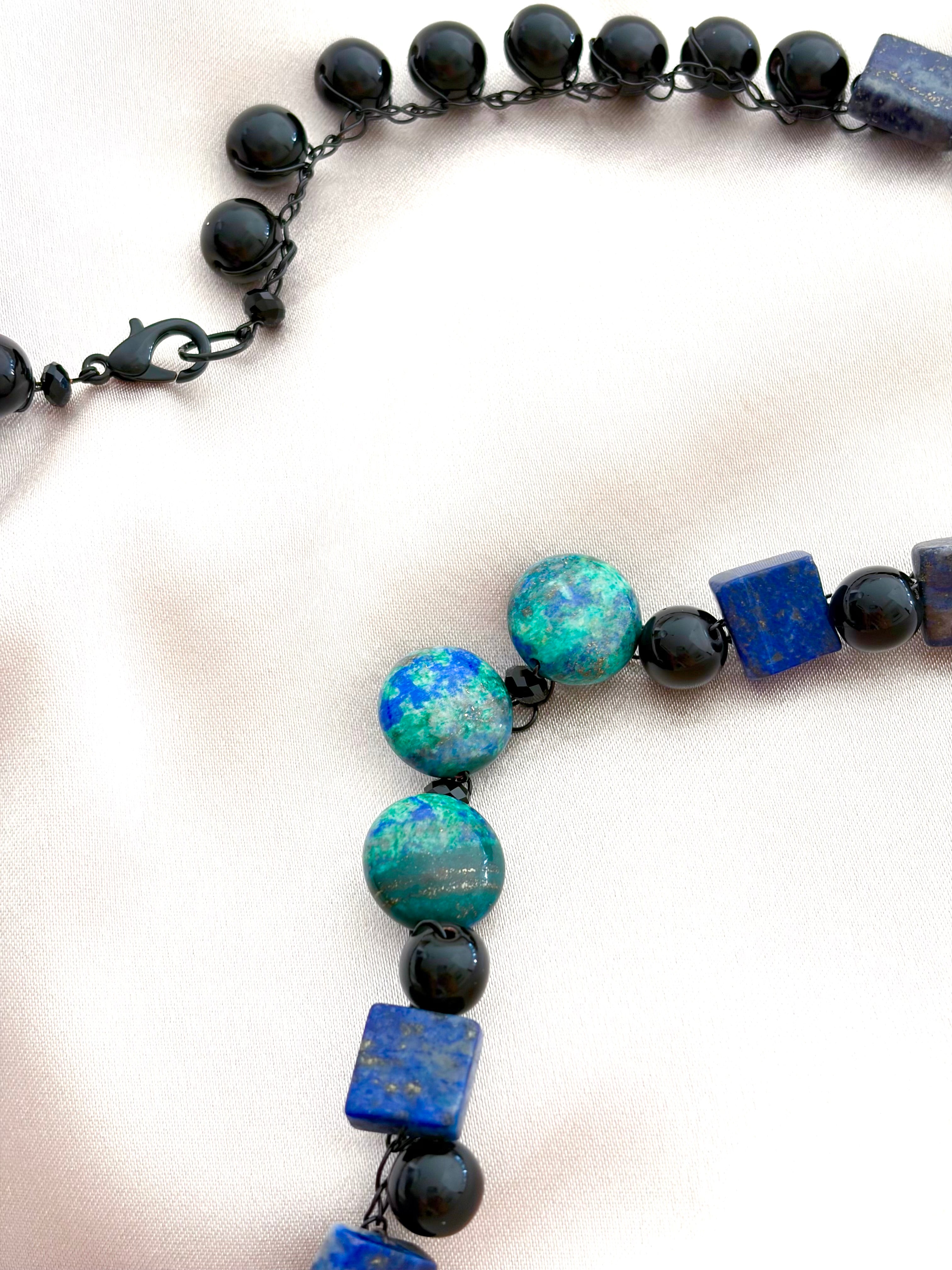 “Earth Energy”  Azurite, lapis lazuli, obsidian Necklace