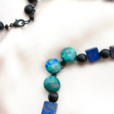 “Earth Energy”  Azurite, lapis lazuli, obsidian Necklace