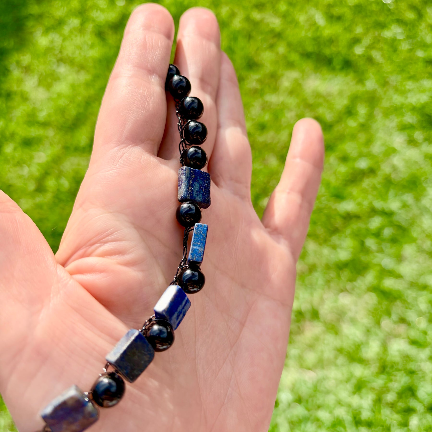 “Earth Energy”  Azurite, lapis lazuli, obsidian Necklace