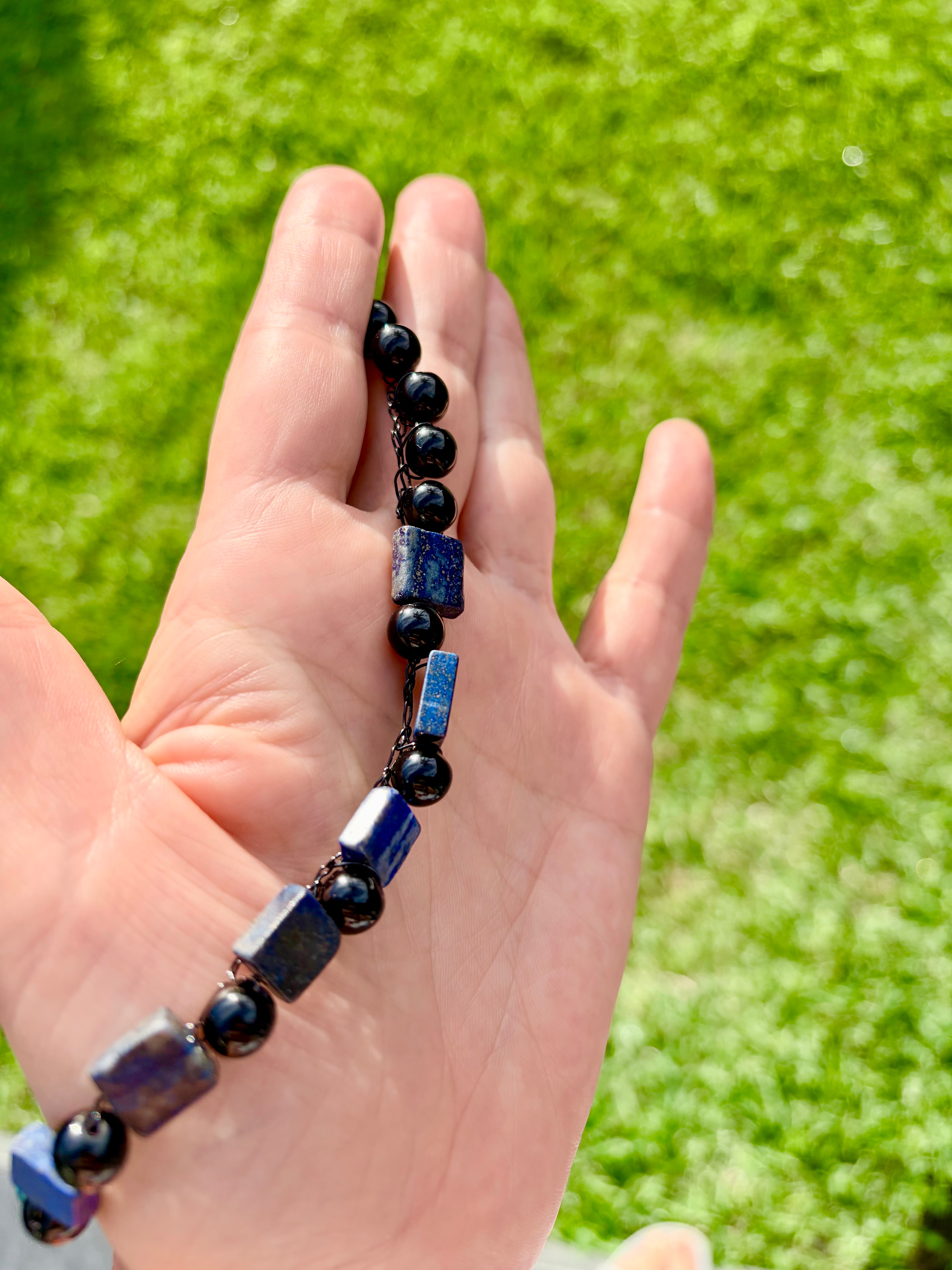“Earth Energy”  Azurite, lapis lazuli, obsidian Necklace