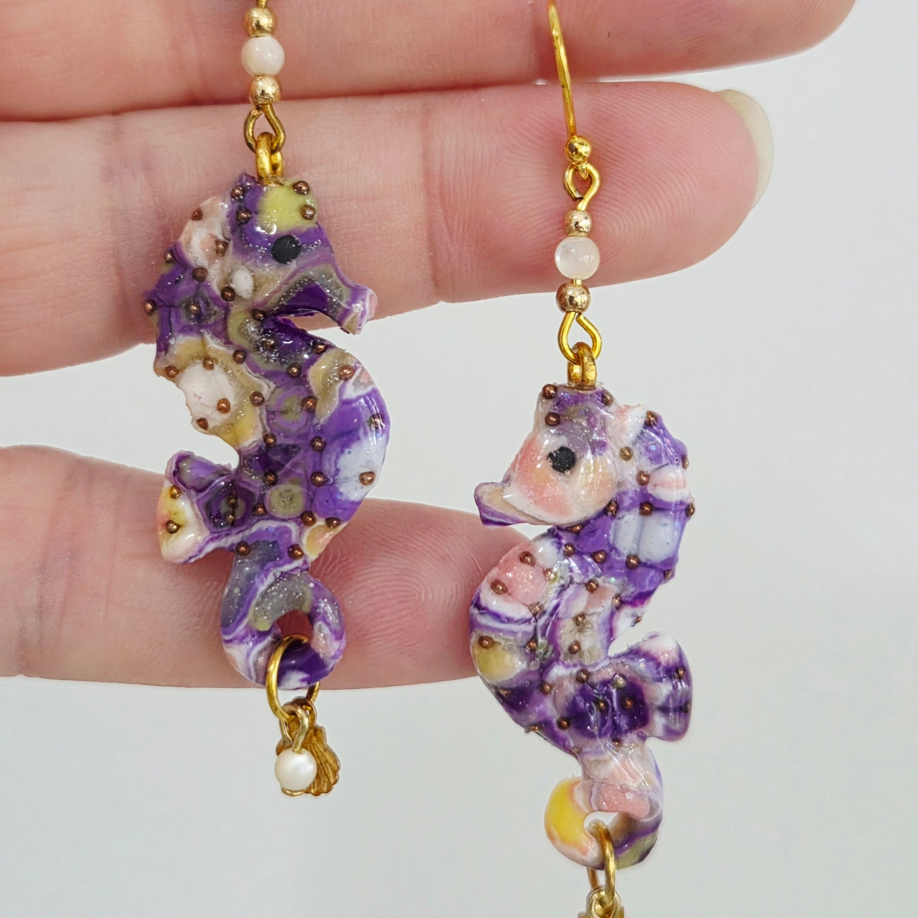 Pink/Purple Seahorse Earrings