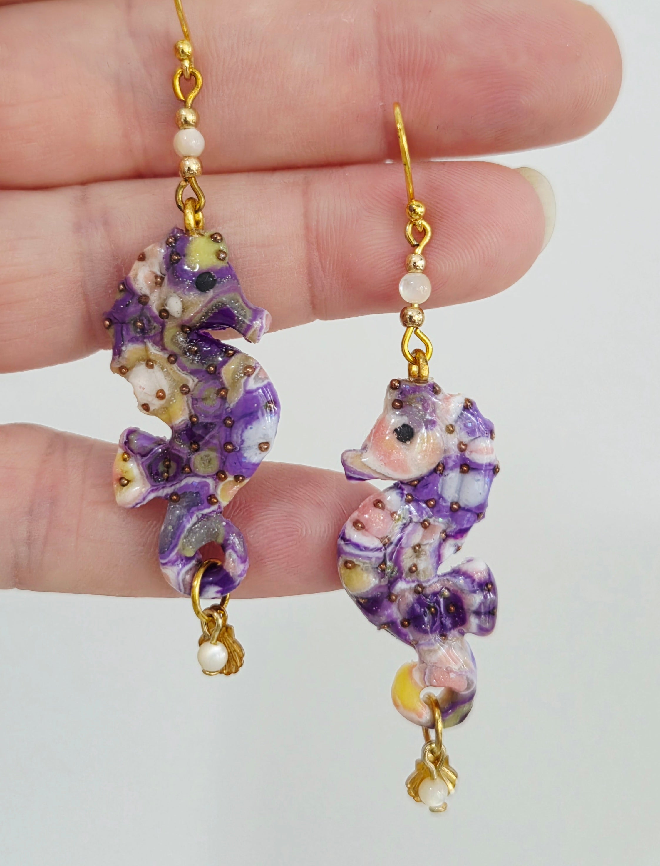 Pink/Purple Seahorse Earrings