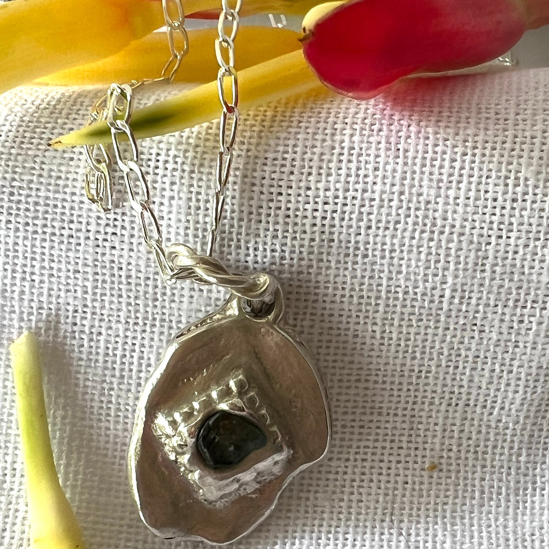 "Wayatinah" Sterling Silver Pendant with Deep Green Sapphire