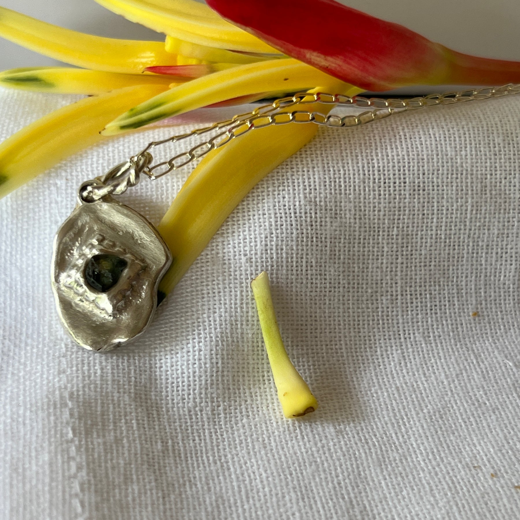 "Wayatinah" Sterling Silver Pendant with Deep Green Sapphire
