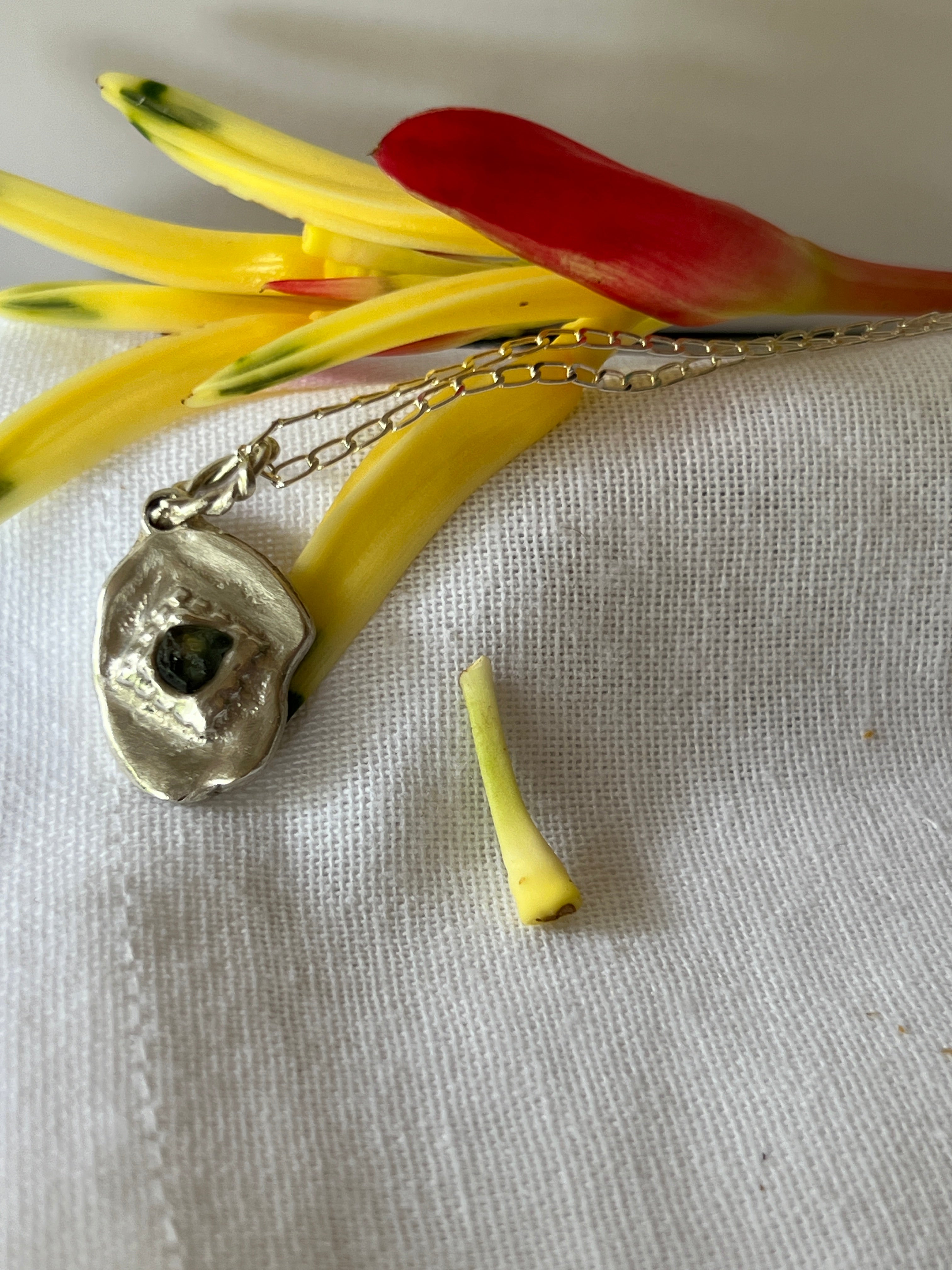 "Wayatinah" Sterling Silver Pendant with Deep Green Sapphire